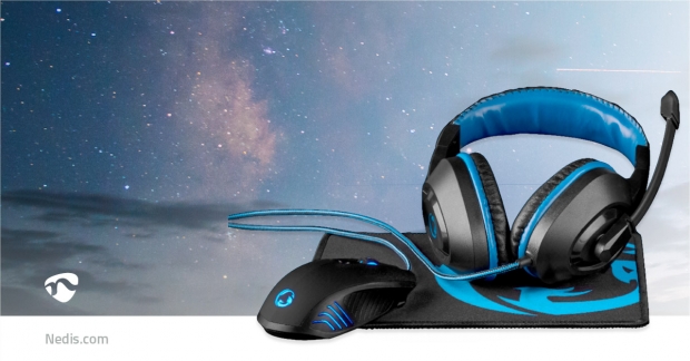 Gaming Combo Kit | 3-in-1 | Koptelefoon, Muis en Muismat | Blauw / Zwart