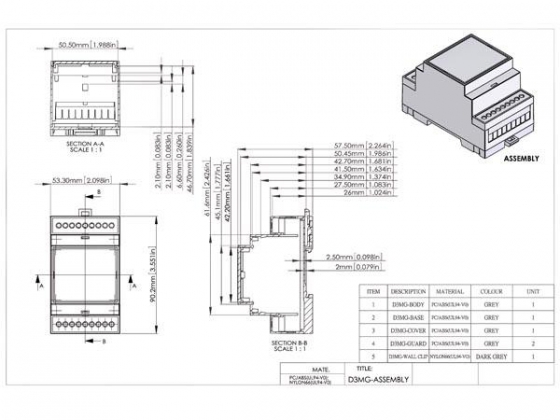 DIN-RAIL MODULE BOX - 3MG