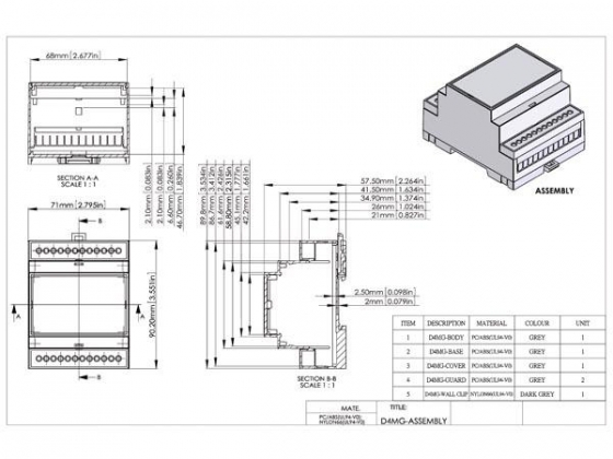 DIN-RAIL MODULE BOX - 4MG