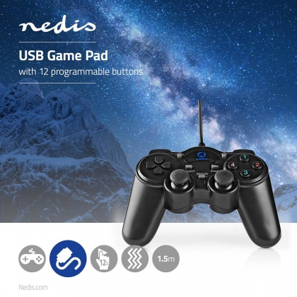 Gamepad | USB Type-A | USB Gevoed | PC | Aantal knoppen: 12 | Kabellengte: 1.50 m | Zwart