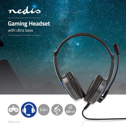 Gaming Headset | Over-Ear | Stereo | 2x 3.5 mm | Inklapbare Microfoon | 2.20 m | Zonder Verlichting