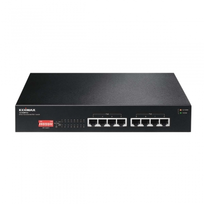 Lange afstand 8-poorts Gigabit PoE+-switch met DIP-switch