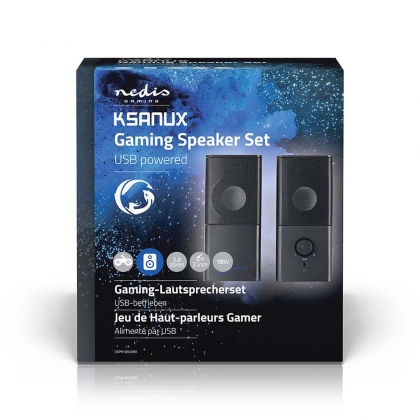 Gaming Speaker | Speaker-kanalen: 2.0 | USB Gevoed | 3,5 mm Male | 18 W | Zonder Verlichting | Volumebediening | Output: 1x 3,5 mm Audio Out