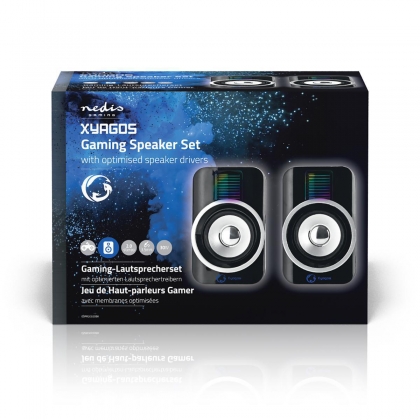 Gaming Speaker | Speaker-kanalen: 2.0 | USB Gevoed | 3,5 mm Male | 30 W | RGB | Volumebediening