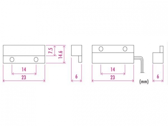 MINI MAGNEETCONTACT - 0.1 A @ 30 VDC - NC - MET DRAADAANSLUITING