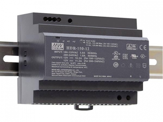 INDUSTRIAL DIN RAIL POWER SUPPLY - SINGLE OUTPUT - 150 W - 12 V