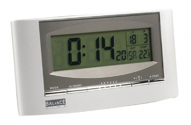 Zendergestuurde Solar Wekker Digitaal Zilver