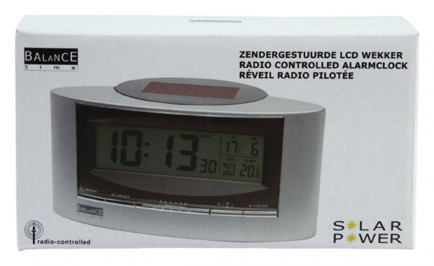 Zendergestuurde Solar Wekker Digitaal Zilver