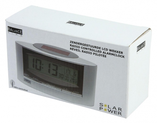 Zendergestuurde Solar Wekker Digitaal Zilver