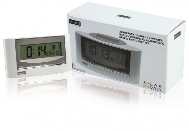 Zendergestuurde Solar Wekker Digitaal Zilver