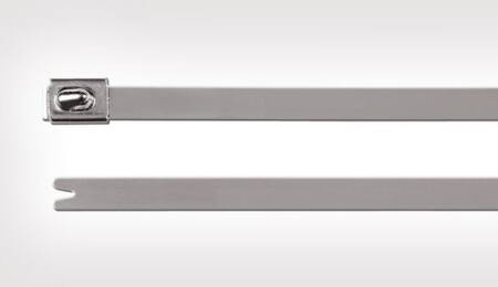 HellermannTyton bundelband, lxbxd 521x7.9x0.3mm, max. diameter 152mm, houdkracht 2000N, zonder vertanding, metaal RVS316, zilver