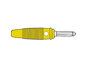 BANAANSTEKKER 4mm MET DWARGAT EN SOLDEERAANSLUITING / GEEL (BULA 30K)