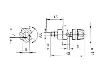 GEISOLEERDE 4mm INBOUWBUS MET KOP EN RING / ZWART (PKI10A)