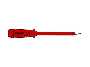 MEETPEN MET ELASTISCHE ISOLATIEHULS 4mm PUNT IN ROESTVRIJ STAAL - ROOD (PRÜF 2)