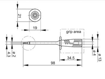 MEETPEN MET ELASTISCHE EN SLAGVASTE ISOLATIEHULS 4mm SAFETY (PRUEF2600 RED)