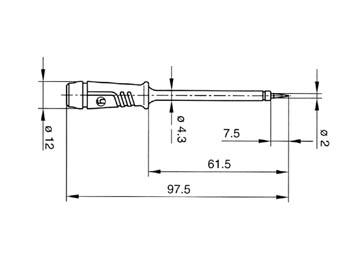 MEETPEN MET ELASTISCHE ISOLATIEHULS 4mm PUNT IN ROESTVRIJ STAAL - ZWART (PRÜF 2)