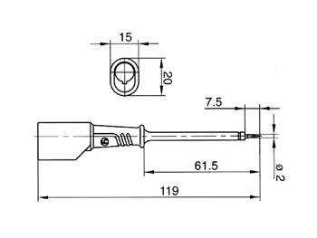 PROBE VOOR CONTACTBESTRIJDING 4 mm MET SLENDER STAINLESS STEEL TIP / ZWART (PRÜF 2S)