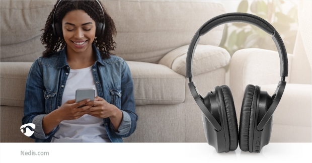 Draadloze Over-ear Koptelefoon | Maximale batterijduur: 20 uur | Ingebouwde microfoon | Drukbediening | Ondersteuning voor spraakbesturing | Volumebediening | Inclusief reiskoffer | Zwart