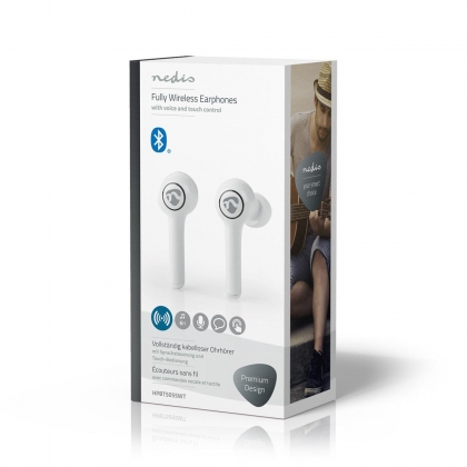 Volledig Draadloze Oordopjes | Bluetooth® | Maximale batterijduur: 6 uur | Aanraakbediening | Charging case | Ingebouwde microfoon | Ondersteuning voor spraakbesturing | Wit