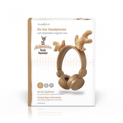 Bedrade Koptelefoon | 1,2 m Ronde Kabel | On-Ear | Afneembare Magnetische Oren | Rudy Reindeer | Bruin