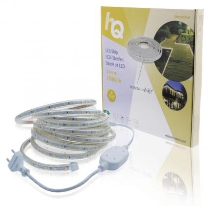 5 meter 230V LED-Strip 30W Warm Wit 1500 lumen
