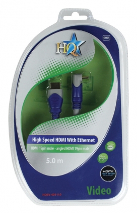 High Speed HDMI kabel met Ethernet HDMI-Connector - HDMI-Connector Haaks 90° 5.00 m Grijs