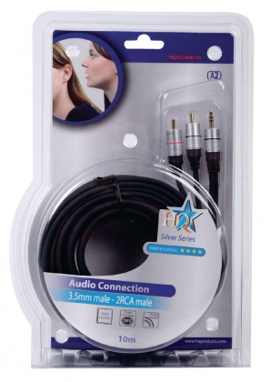 Stereo Audiokabel 3.5 mm Male - 2x RCA Male 10.0 m Donkergrijs