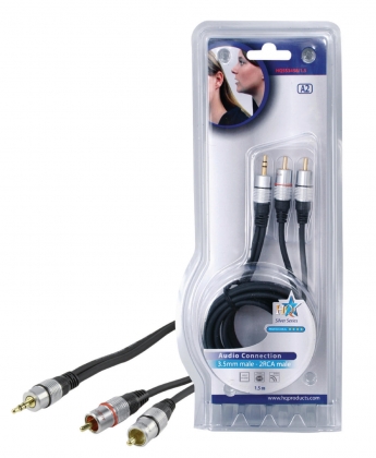 Stereo Audiokabel 3.5 mm Male - 2x RCA Male 1.50 m Donkergrijs