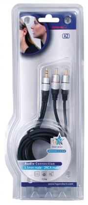 Stereo Audiokabel 3.5 mm Male - 2x RCA Male 1.50 m Donkergrijs