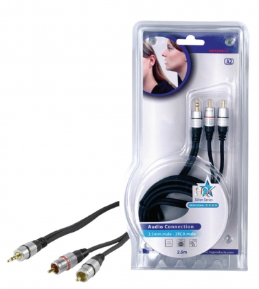Stereo Audiokabel 3.5 mm Male - 2x RCA Male 2.50 m Donkergrijs