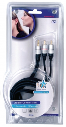 Stereo Audiokabel 3.5 mm Male - 2x RCA Male 2.50 m Donkergrijs