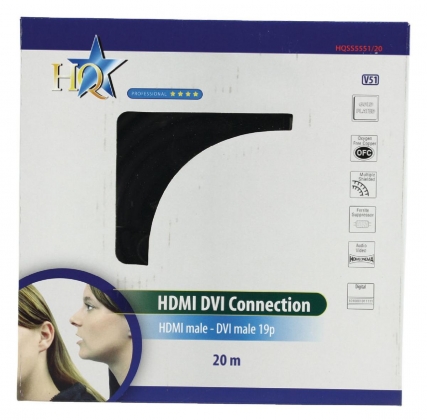 High Speed HDMI Kabel HDMI-Connector - DVI-D 18+1-Pins Male 20.0 m Donkergrijs