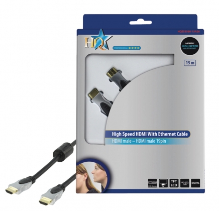 High Speed HDMI kabel met Ethernet HDMI-Connector - HDMI-Connector 15.0 m Donkergrijs