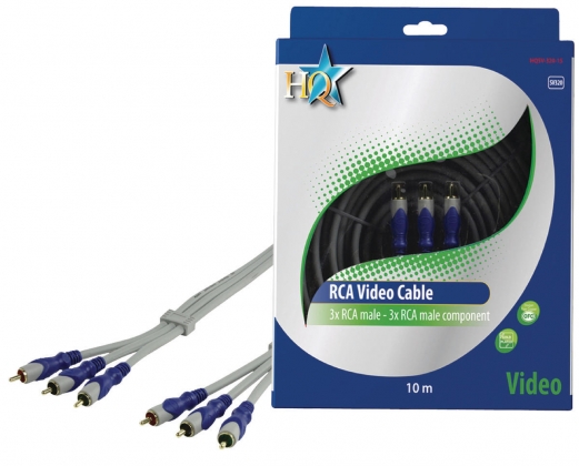 Component Videokabel 3x RCA Male - 3x RCA Male 10.0 m Grijs