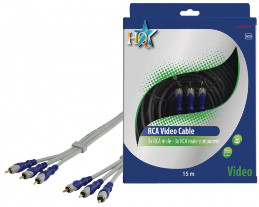Component Videokabel 3x RCA Male - 3x RCA Male 15.0 m Grijs