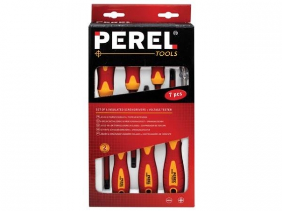 SET MET 6 GEÏSOLEERDE SCHROEVENDRAAIERS + SPANNINGZOEKER