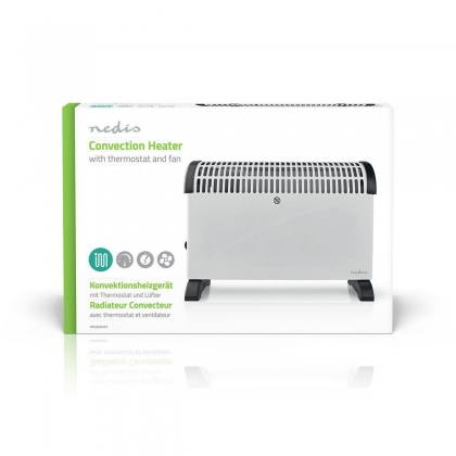 Convectorkachel | 2000 W | 3 Warmte Standen | Turbo-functie | Instelbare thermostaat | Geïntegreerde handgrepen | Wit