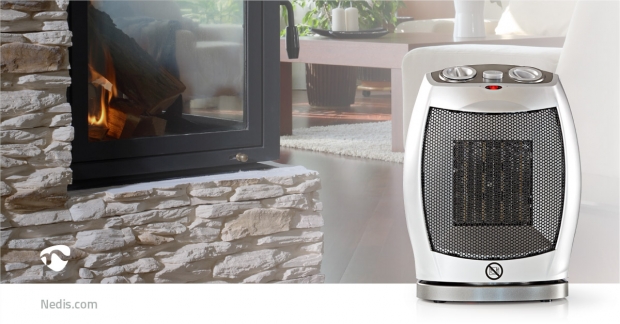 Keramische PTC-Ventilatorkachel | 750 / 1500 W | 2 Verwarmingsmodi | Instelbare thermostaat | Draait automatisch | Oververhittingsbeveiliging | Omvalpreventie