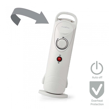 Mobiele Olieradiator | 500 W | 5 Vinnen | Instelbare thermostaat | 1 Warmte Stand | Wit