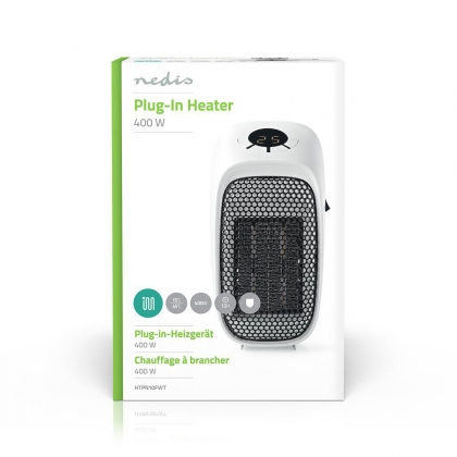 Plug-In Verwarming | 400 W | Instelbare thermostaat | Temperatuurbereik: 15 - 45 °C | LCD | Oververhittingsbeveiliging | Uitschakeltimer: 12 u | Wit / Zwart