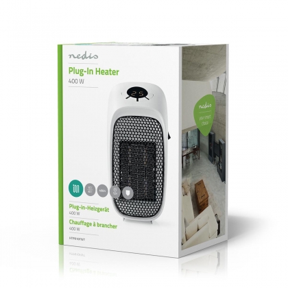 Plug-In Verwarming | 400 W | Instelbare thermostaat | Temperatuurbereik: 15 - 45 °C | LCD | Oververhittingsbeveiliging | Uitschakeltimer: 12 u | Wit / Zwart