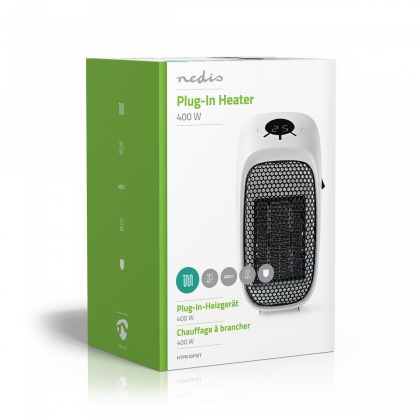 Plug-In Verwarming | 400 W | Instelbare thermostaat | Temperatuurbereik: 15 - 45 °C | LCD | Oververhittingsbeveiliging | Uitschakeltimer: 12 u | Wit / Zwart