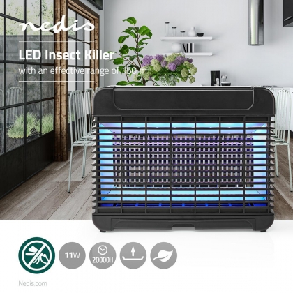 Elektrische Muggenlamp | 11 W | Type lamp: LED-Lamp | Effectief bereik: 150 m² | Zwart