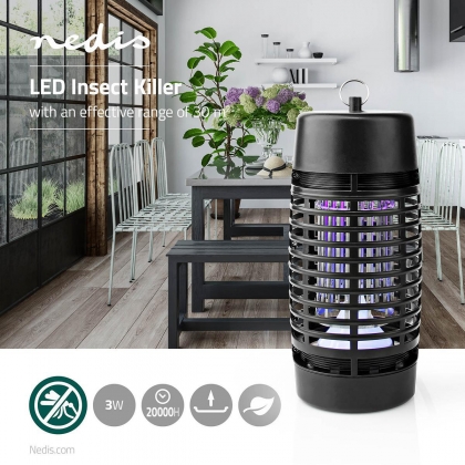 Elektrische Muggenlamp | 3 W | Type lamp: LED-Lamp | Effectief bereik: 30 m² | Zwart