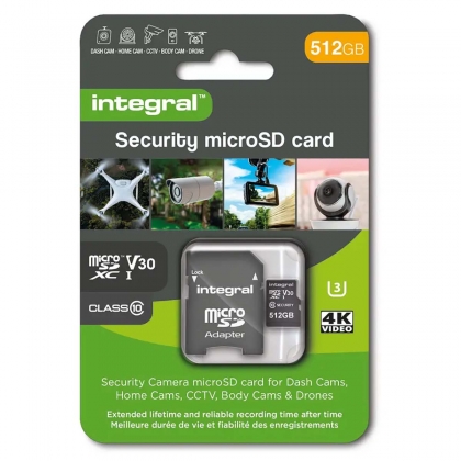 512 GB Security Camera microSD-kaart voor Dash Cams, Home Cams, CCTV, Body Cams & Drones