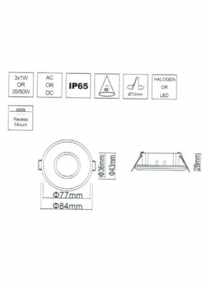 Plafond-inbouwspot rond mat zwart IP65 voor badkamer