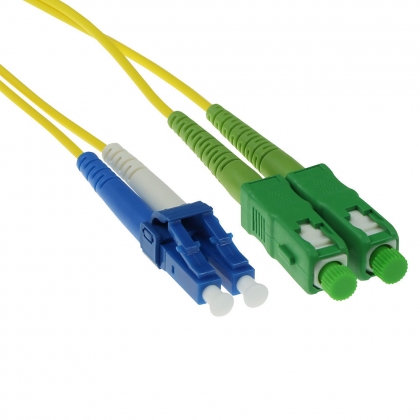 ACT 1,5 meter LSZH Singlemode 9/125 OS2 glasvezel patchkabel duplex met SC/APC en LC/UPC connectoren