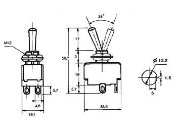 MAXI TUIMELSCHAKELAAR DPDT ON-ON 5A/250V