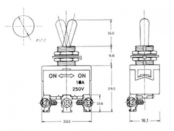 MAXI TUIMELSCHAKELAAR SPDT ON-ON 10A/250V