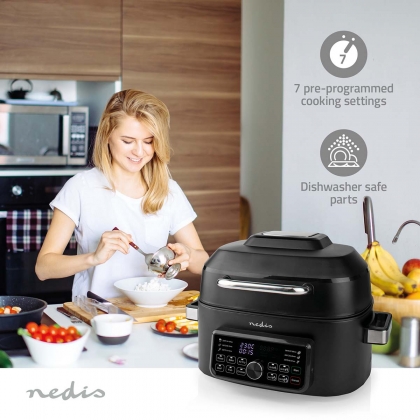 Heteluchtfriteuse | 6 l | Tijdschakelaar: 120 min | Aantal vooraf ingestelde programma's: 7 | Digitaal | Zwart